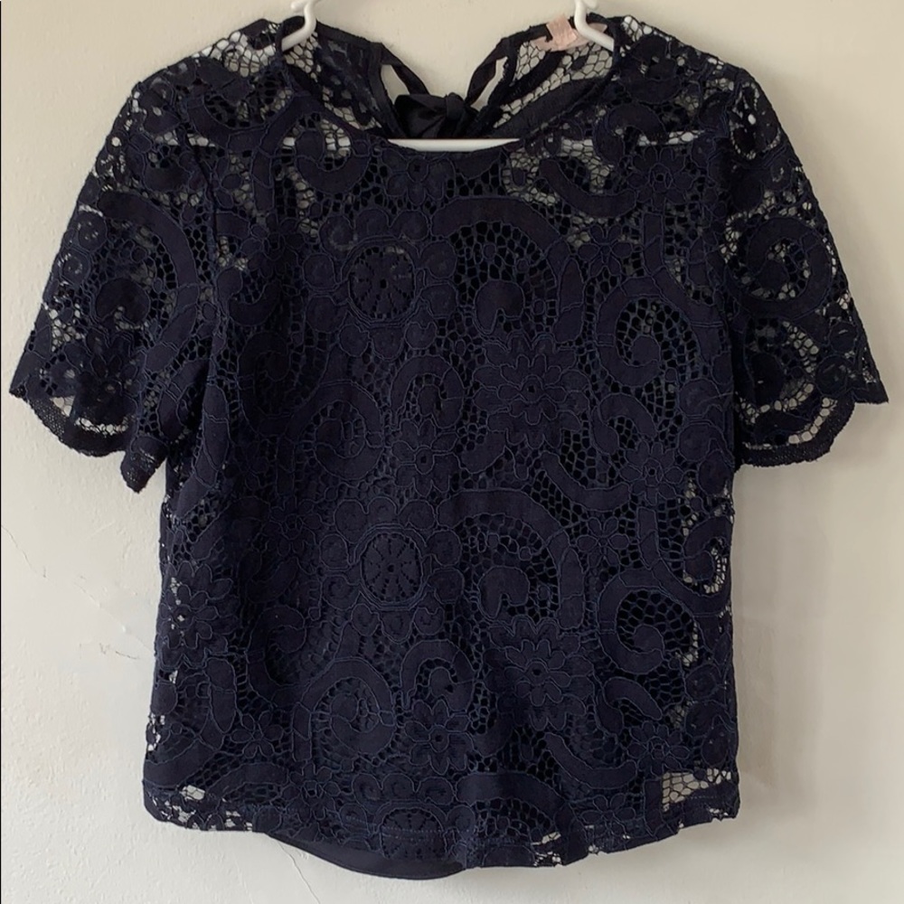 Navy Lace Blouse